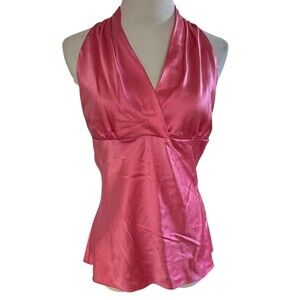 Express Silk Babydoll Halter Top Sz M Pink Y2K New NWT